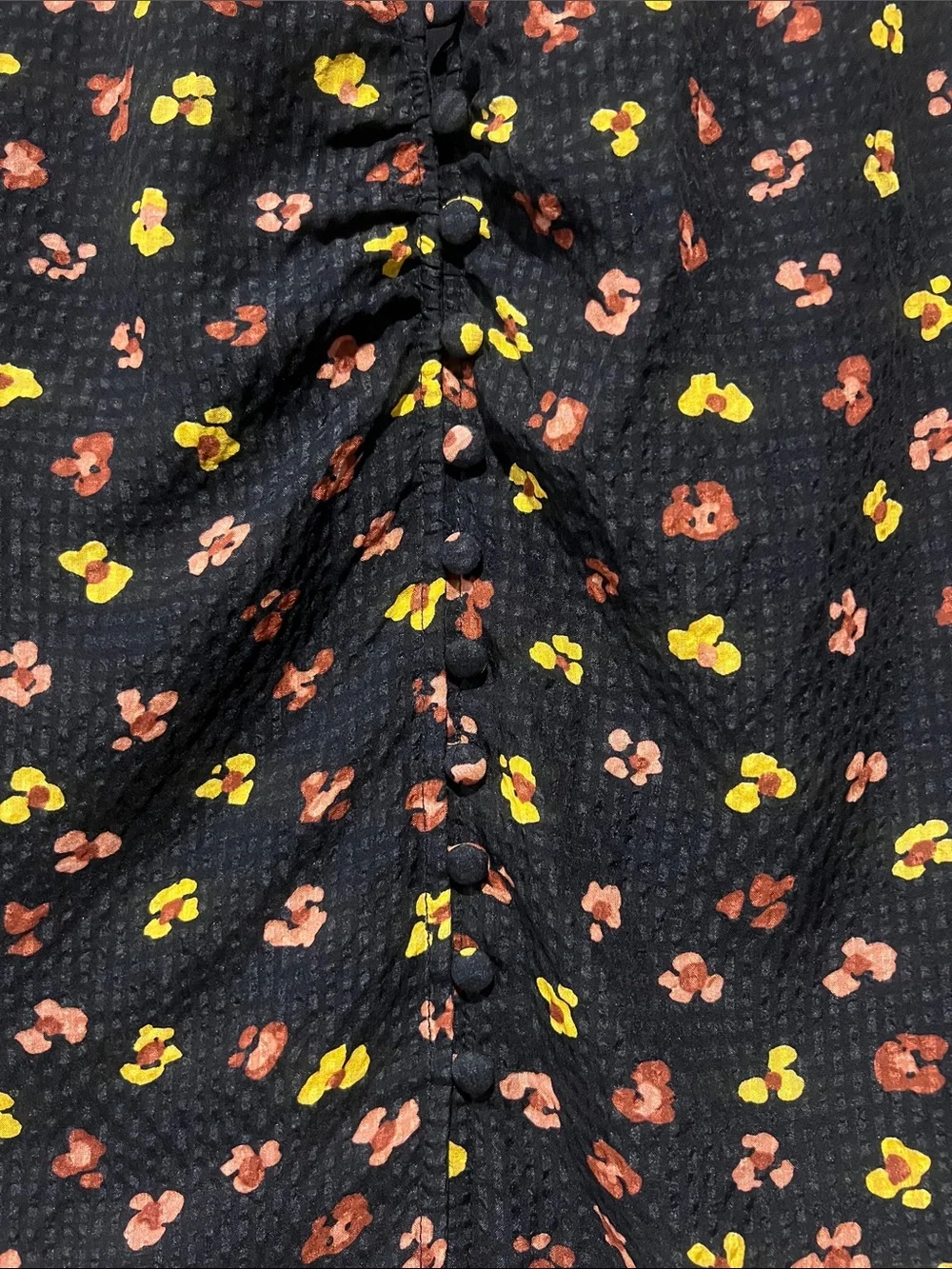 Madewell Silk Black V-Neck Tie-Sleeve Floral Top Sz 4 Coquette Cottage Prairie